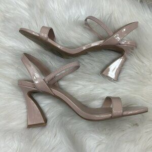 Charles David Nude Patent Strappy Geometric Heels 8